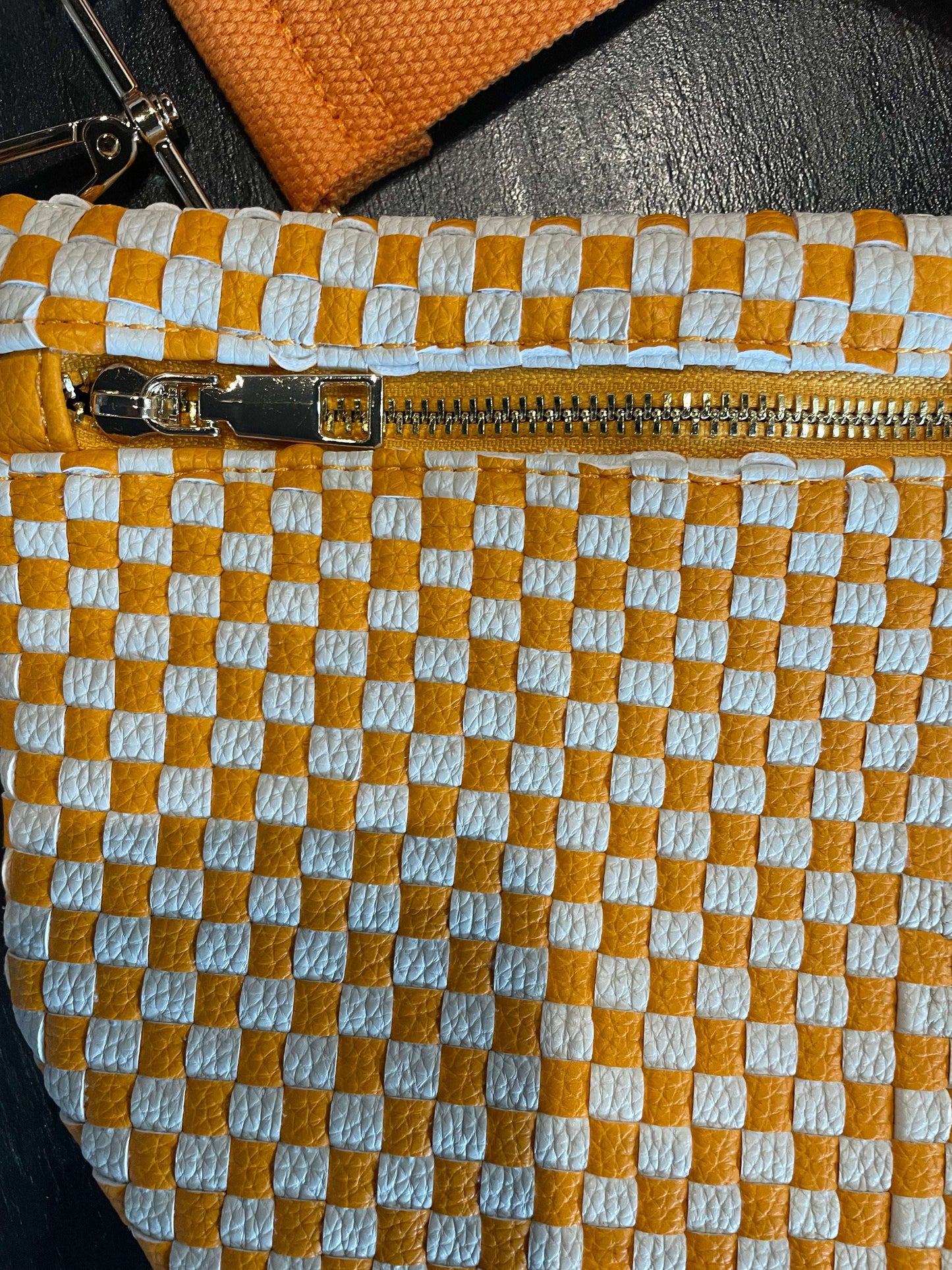 Orange Checker Crossbody