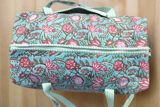 Blue Floral Duffle Bag