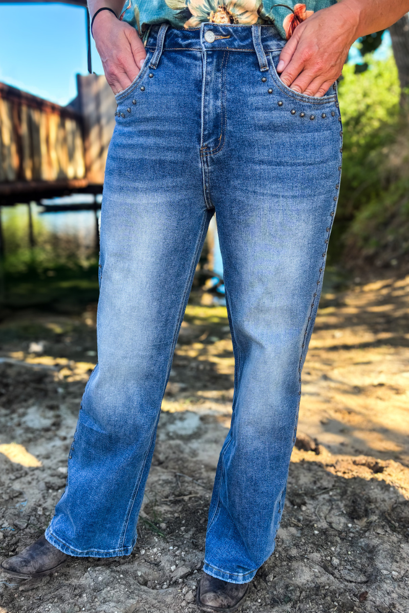 Studded Wide Leg Denim