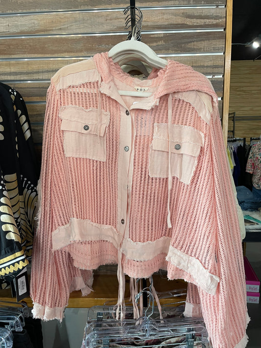 Peach Crochet Hoodie