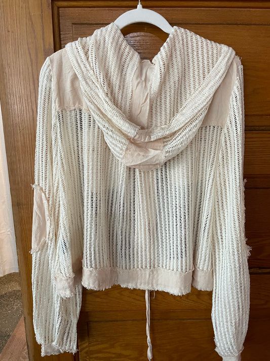 Cream Crochet Hoodie