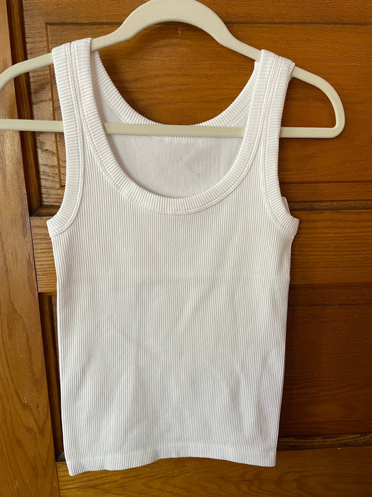 Ribbed Tank - White