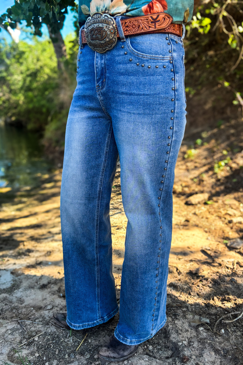 Studded Wide Leg Denim