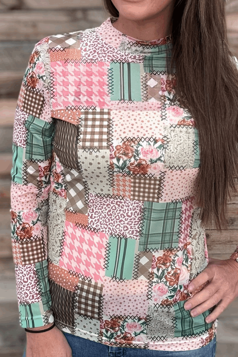 Patchwork Mesh Top