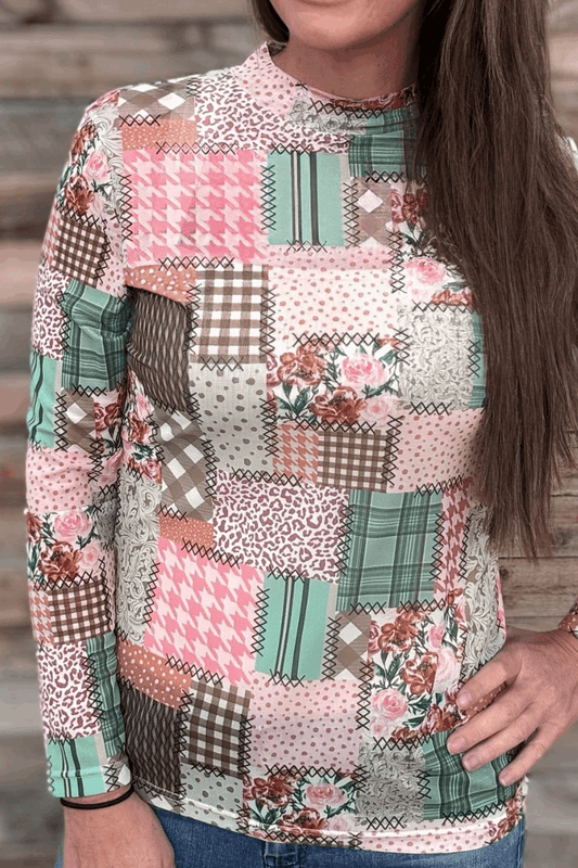 Patchwork Mesh Top