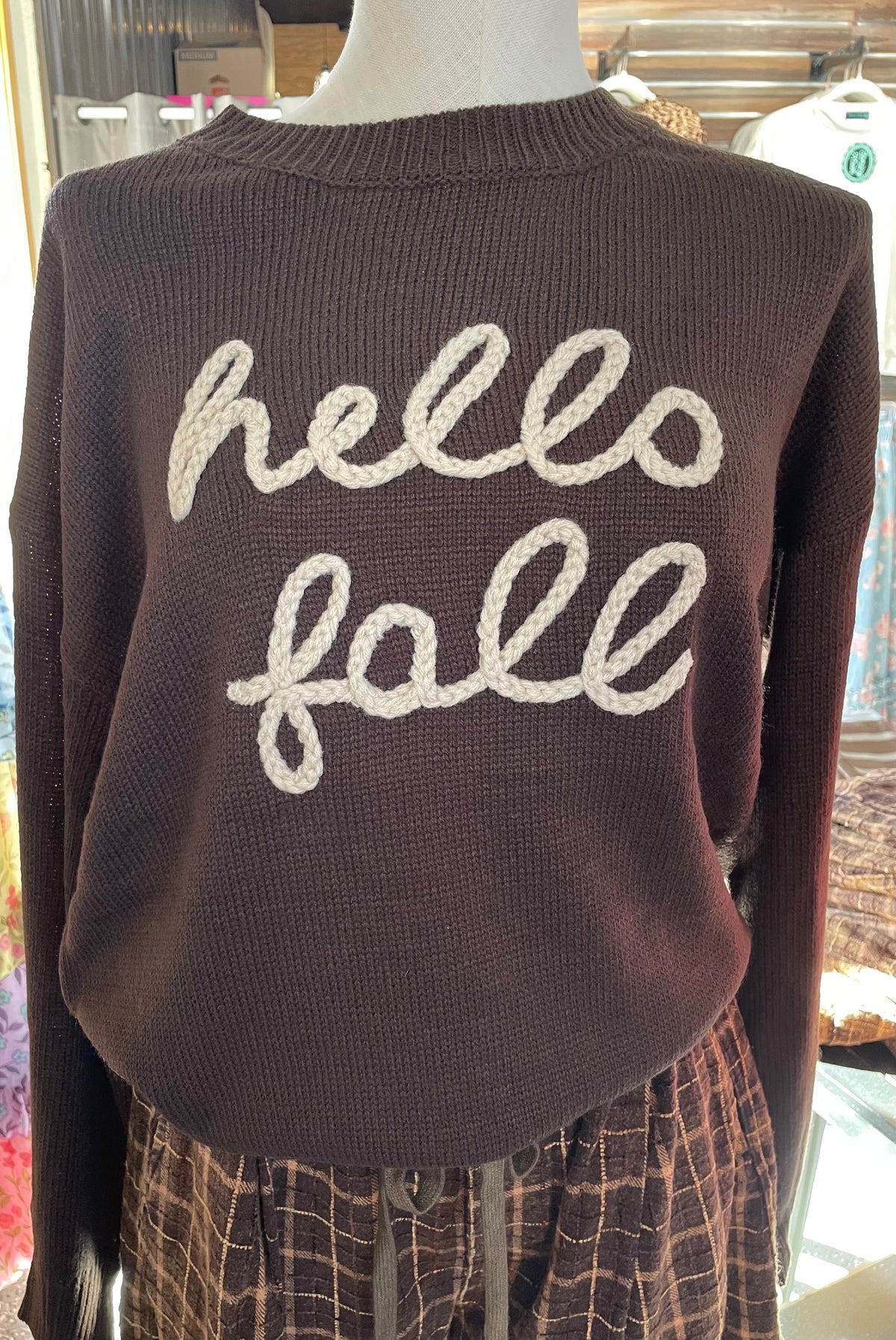 Hello Fall Brown Sweater