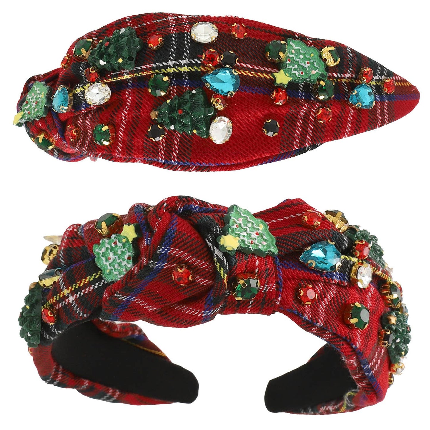 Plaid Christmas Jeweled Embellished Headband