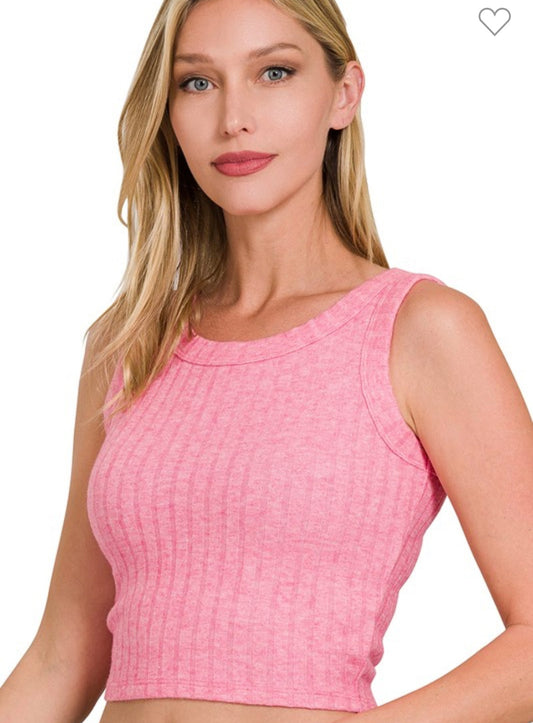 Ribbed Crop Top - Pink