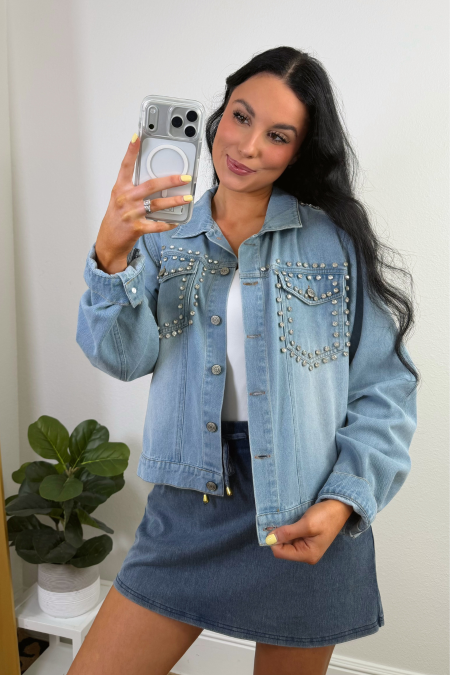 Stella Rhinestone Light Denim Jacket