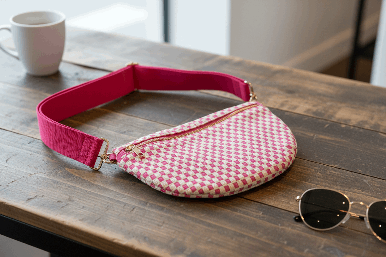 Pink Checker Crossbody