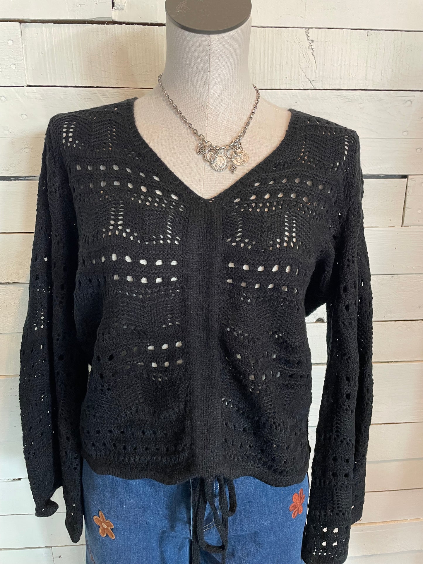 Black Crochet Sweater