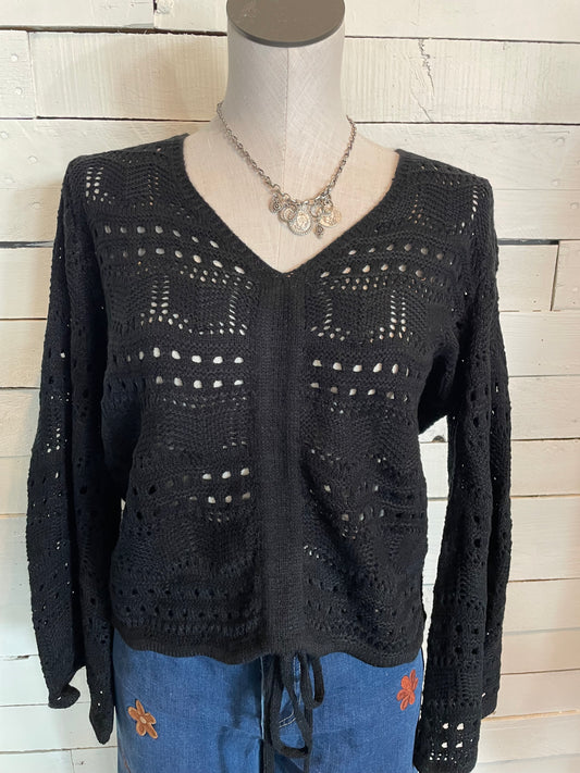 Black Crochet Sweater