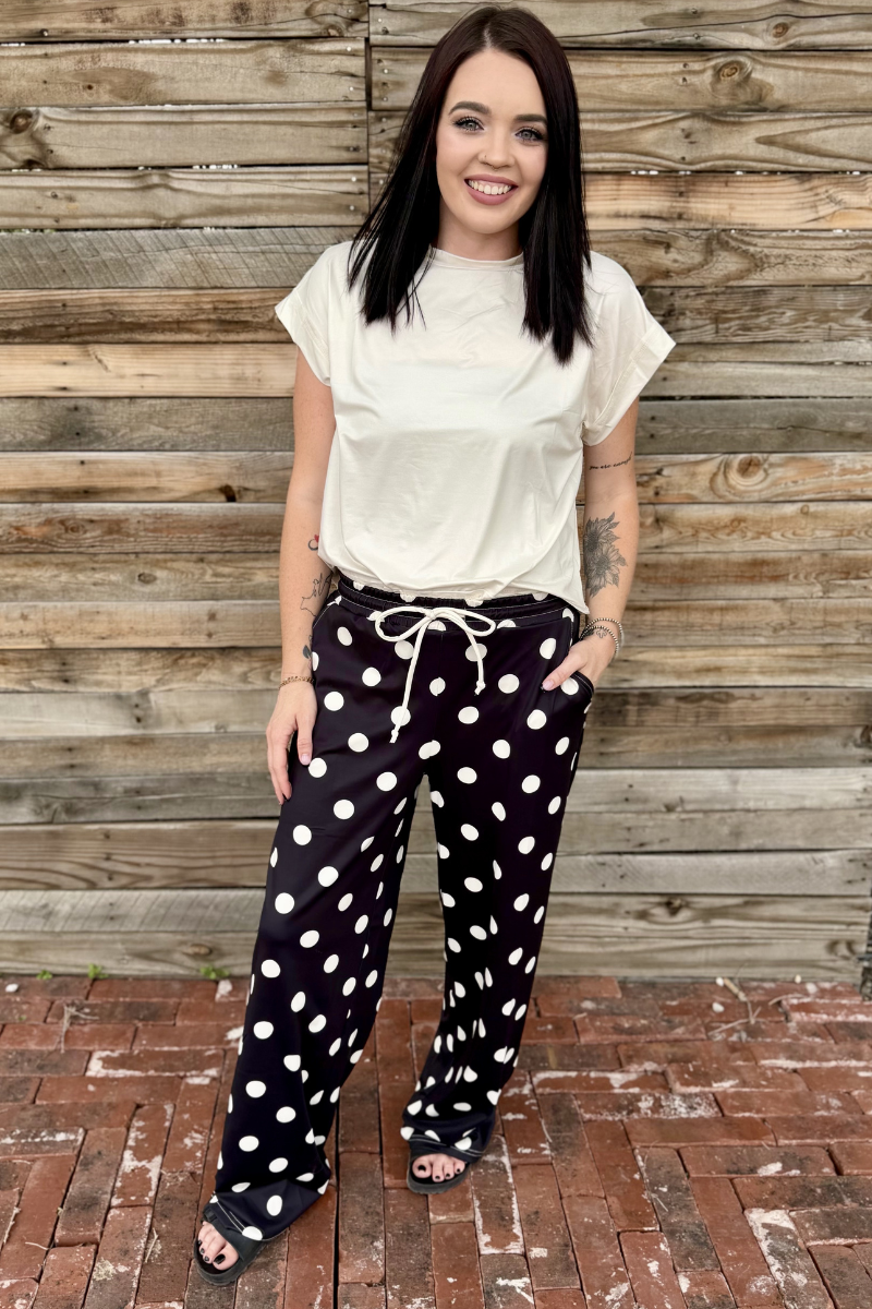 Polka Dot Posie Wide-Leg Comfy Pants