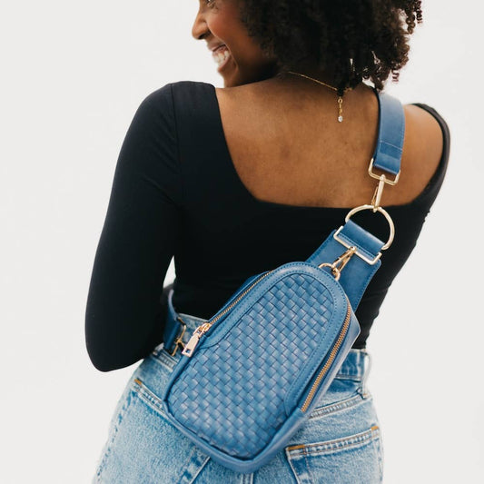 Pretty Simple - Waverly Woven Sling Bag (Free Strap Extender!) - Navy