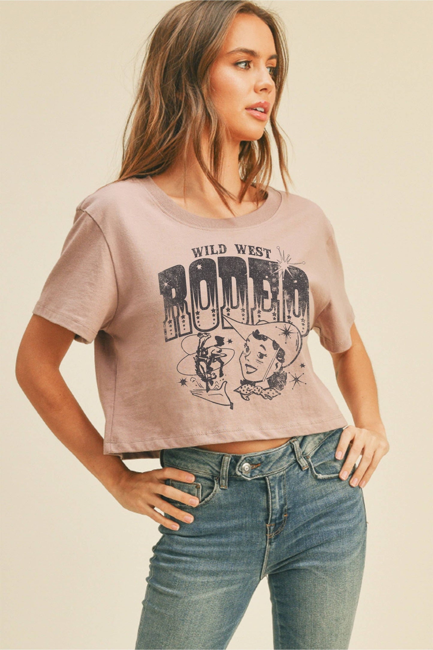 Wild West Cowgirl Crop Tee - BIRCH