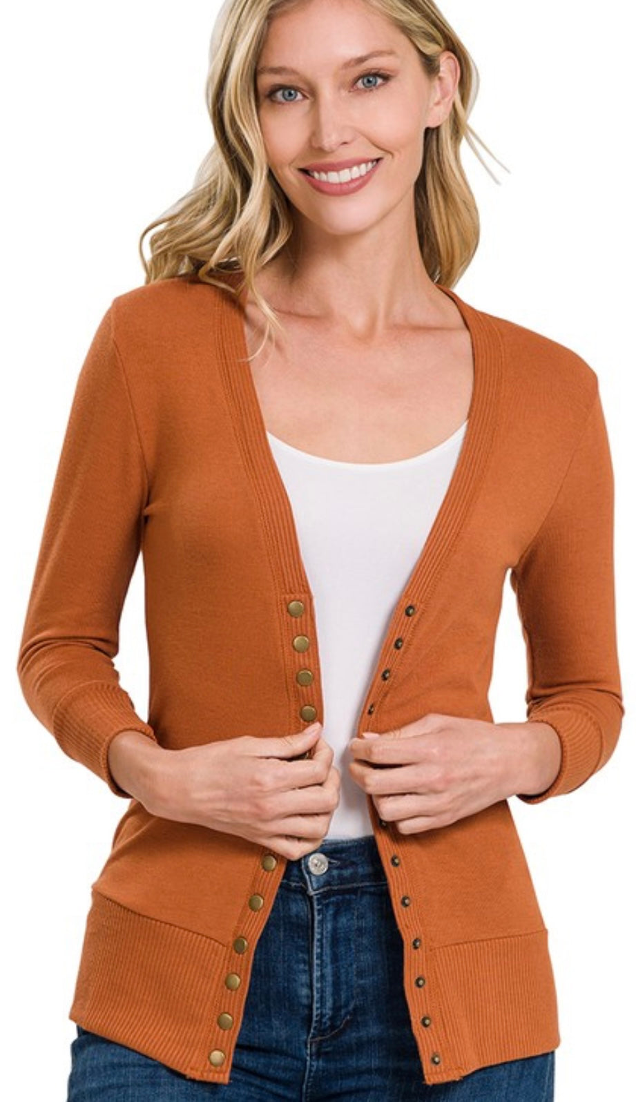 Pumpkin Snap Button Cardigan