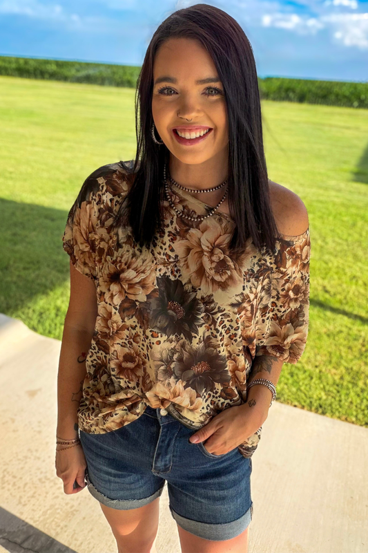 Floral & Leopard Mesh Top