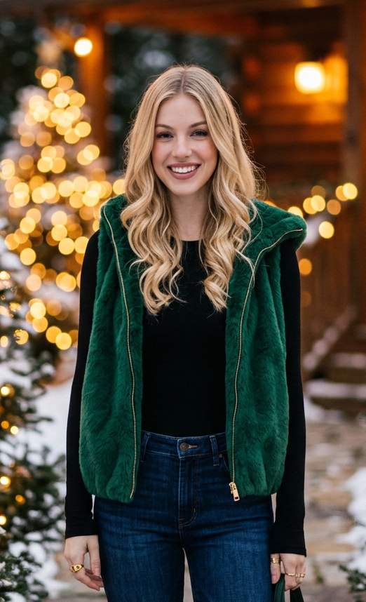 Green Faux Fur Vest