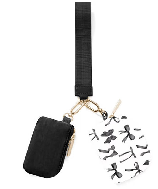 Double Pouch Wristlet - Midnight Bow
