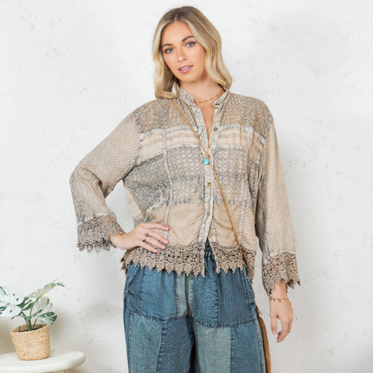 Latte Lace Patch Shacket