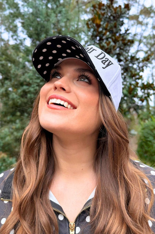 Bad Hair Day Hat Black Polka Dot