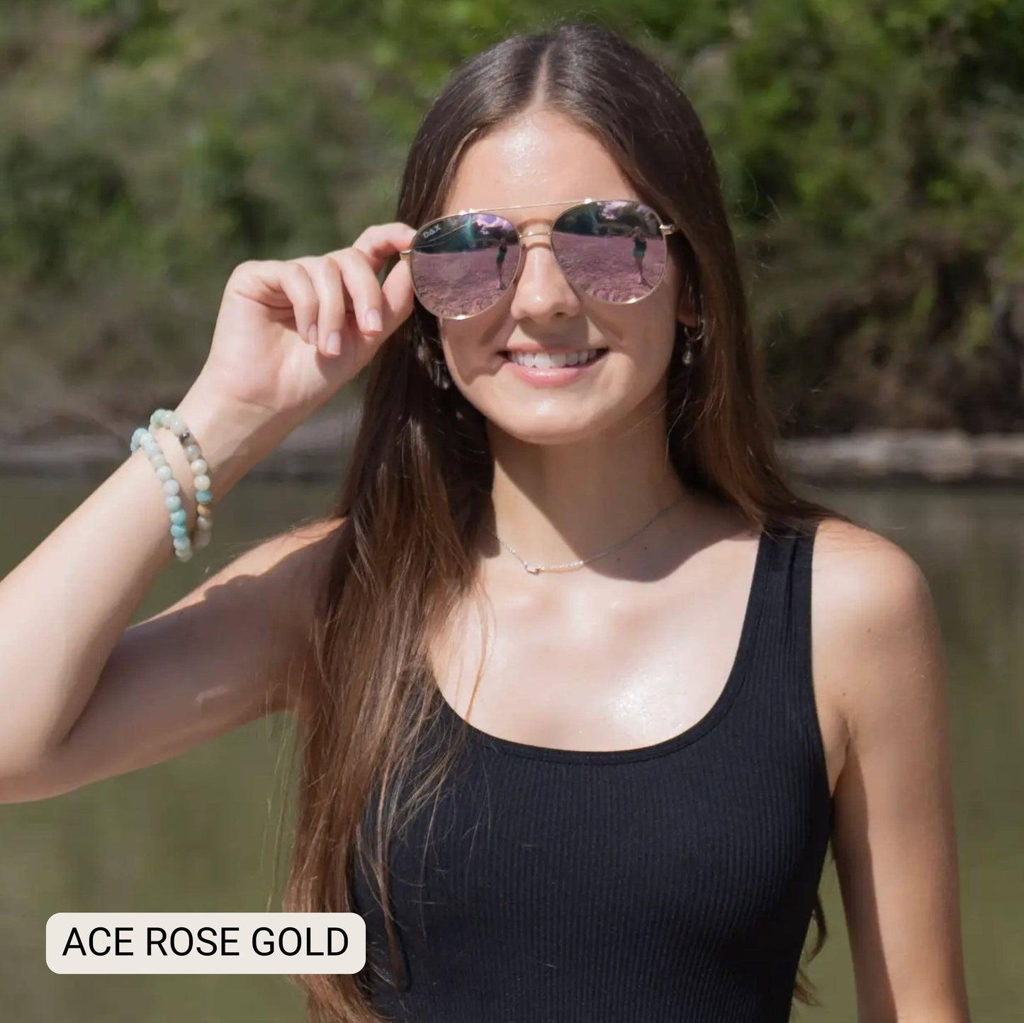 DAX Ace Aviator Sunglasses - Rose Gold