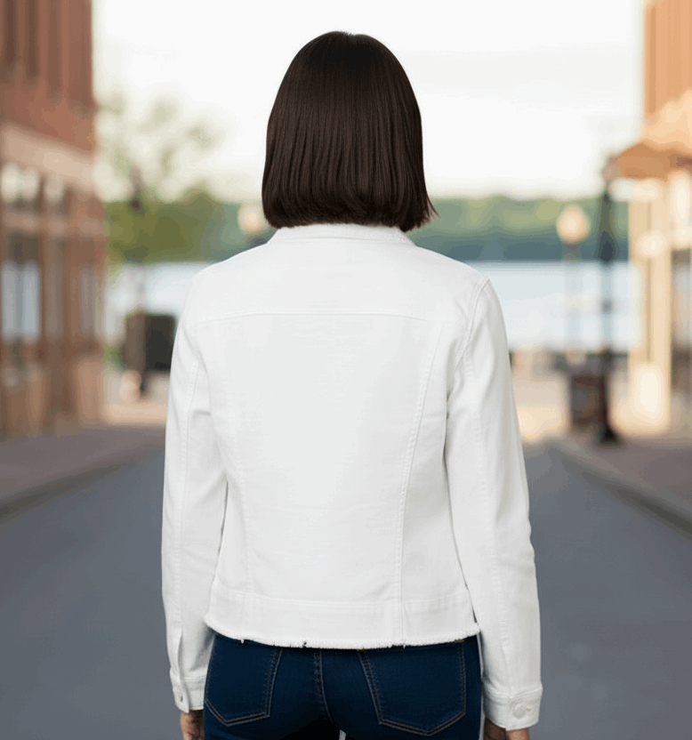 White Frayed Denim Jacket