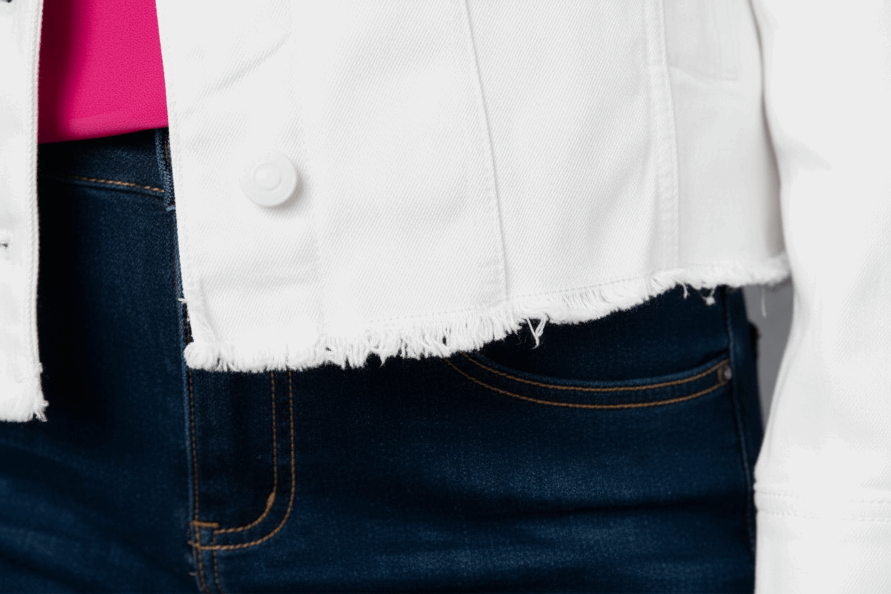 White Frayed Denim Jacket