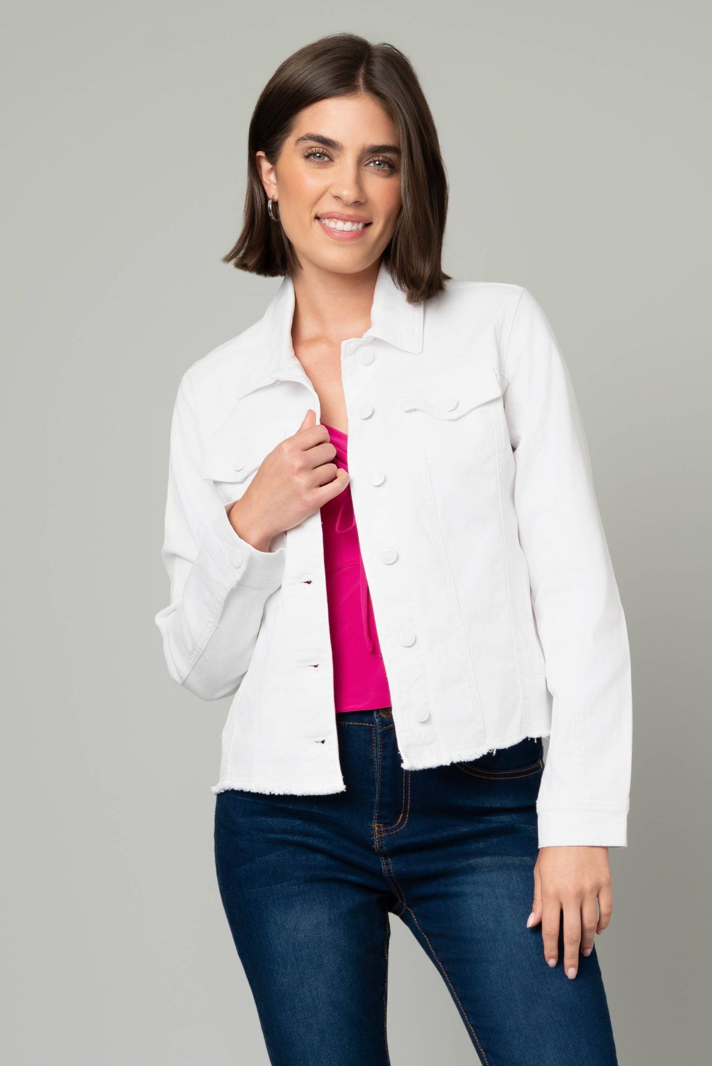 White Frayed Denim Jacket