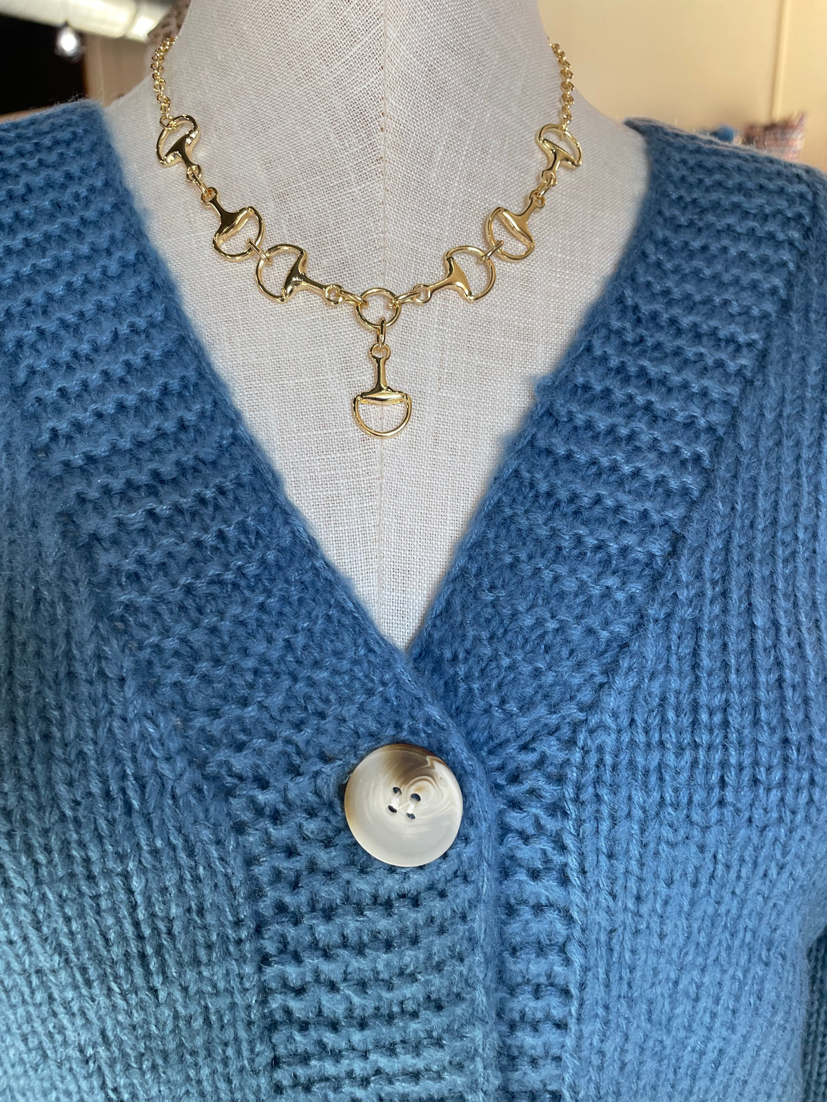 Chunky Knit Horseshoe Patch Cardigan