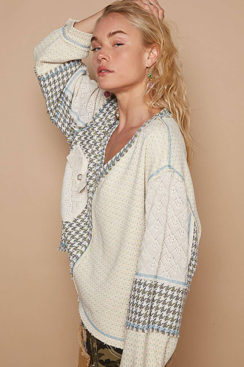 Cream Multi Tweed Sweater