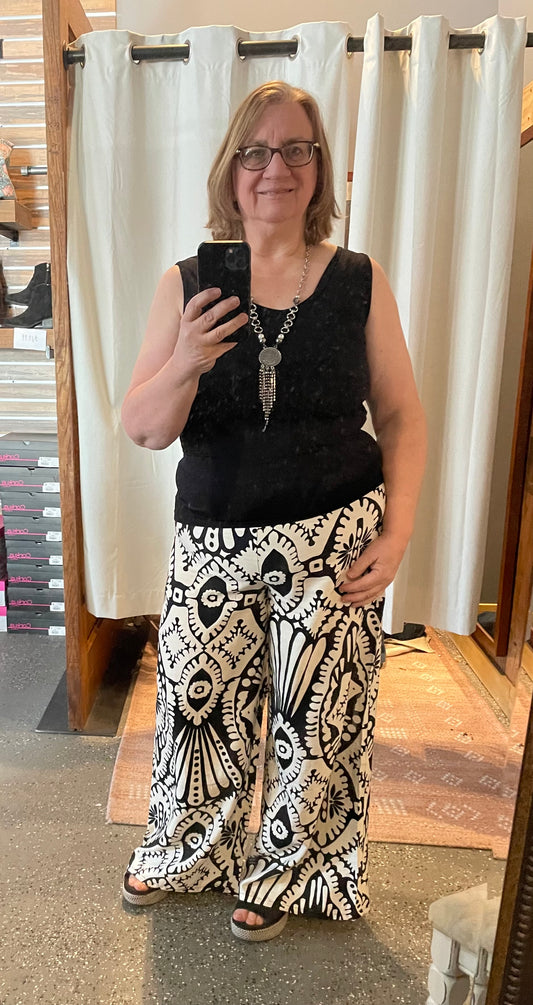 Black & Cream Palazzo Pant