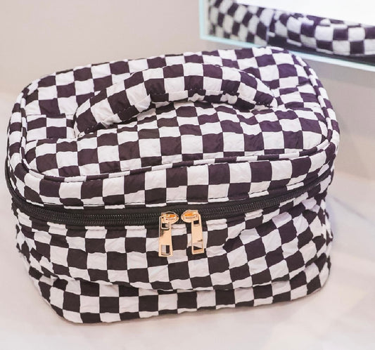 Quilted Makeup Bag -Checkered