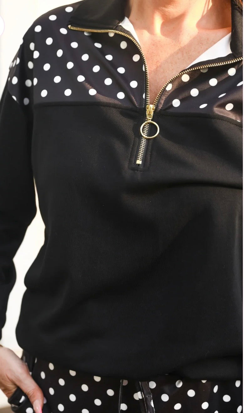 Black Polka Dot Pullover