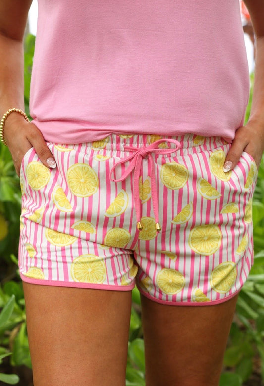 Pink Lemon Striped Shorts