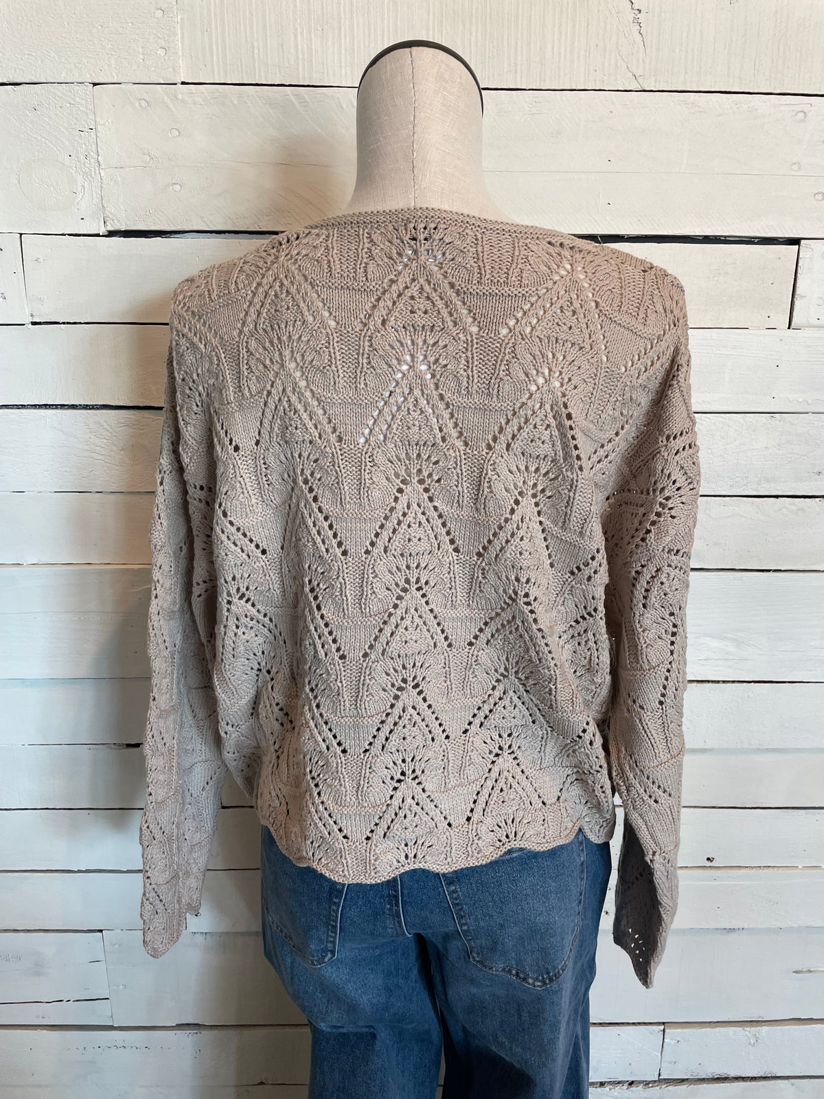 Natural Triangle Crochet Knit Sweater