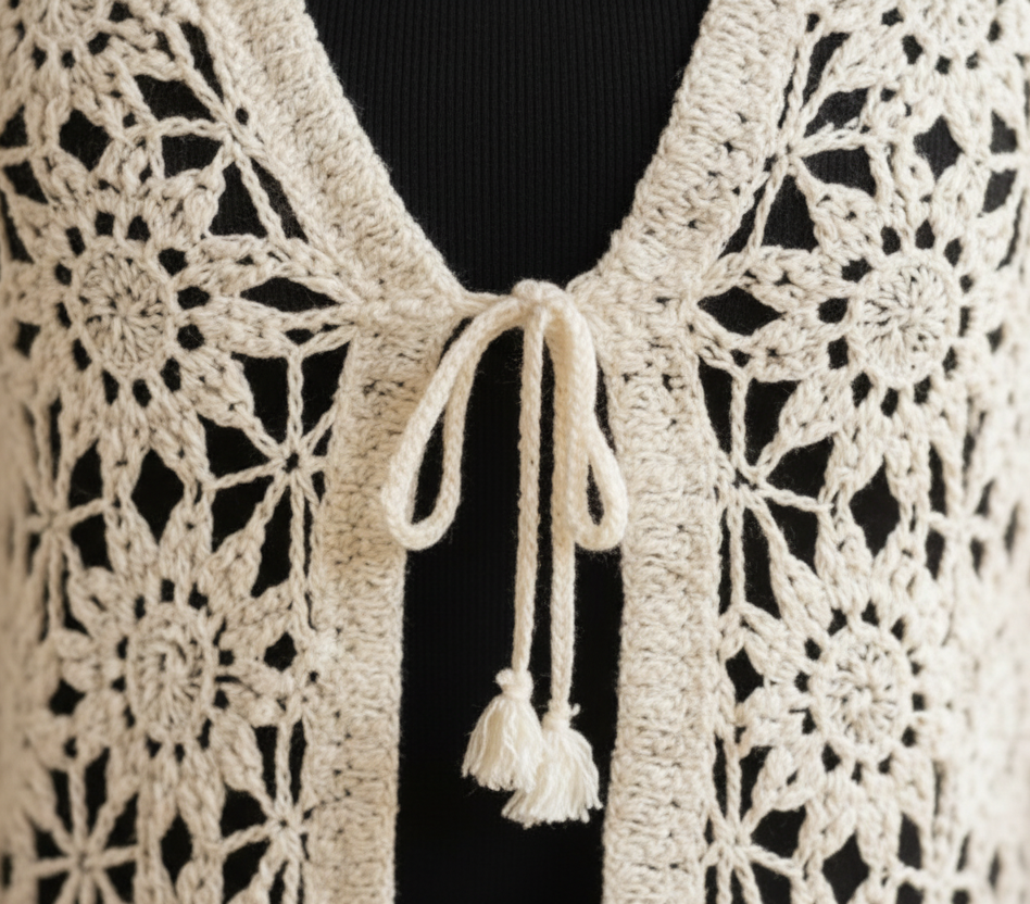 Crochet Tie Front Cardigan
