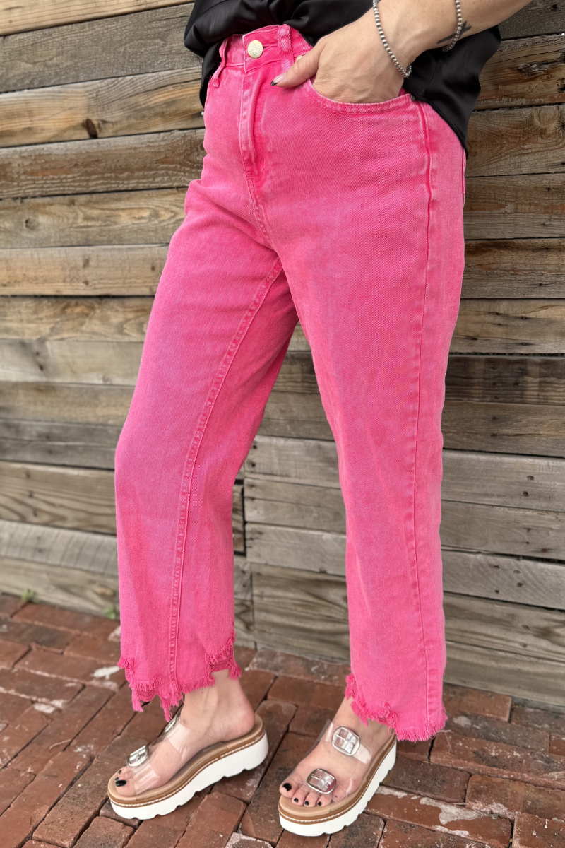 Retro Pink Crop Jeans