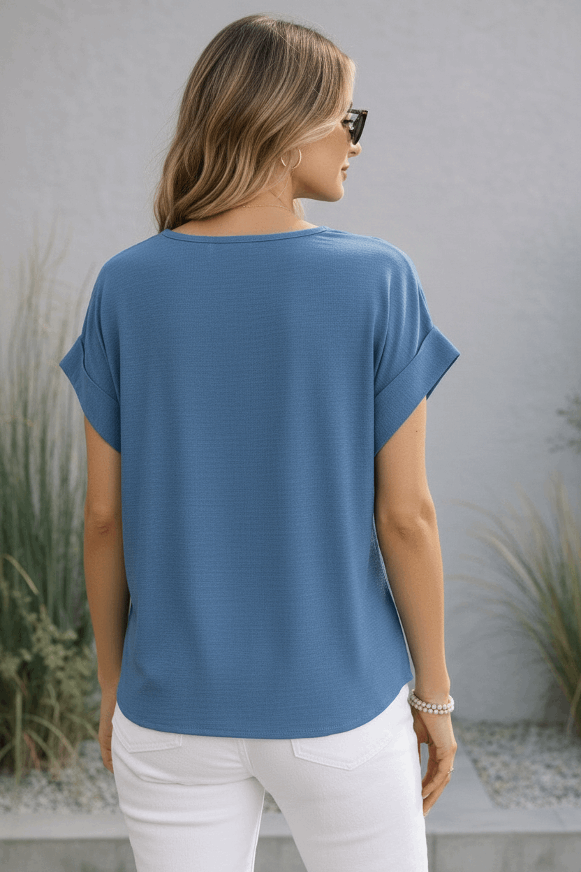 Matte Air Flow V-Neck Blue - Style Junkie Boutique 