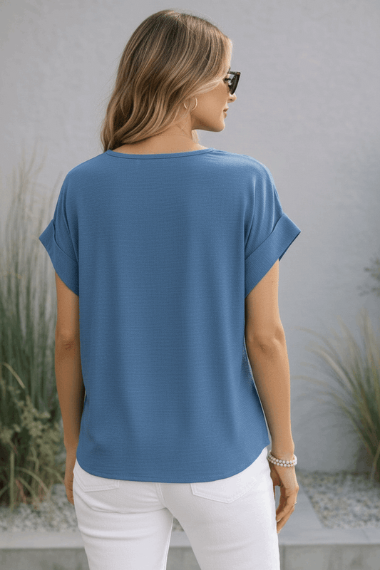 Matte Air Flow V-Neck Blue - Style Junkie Boutique 