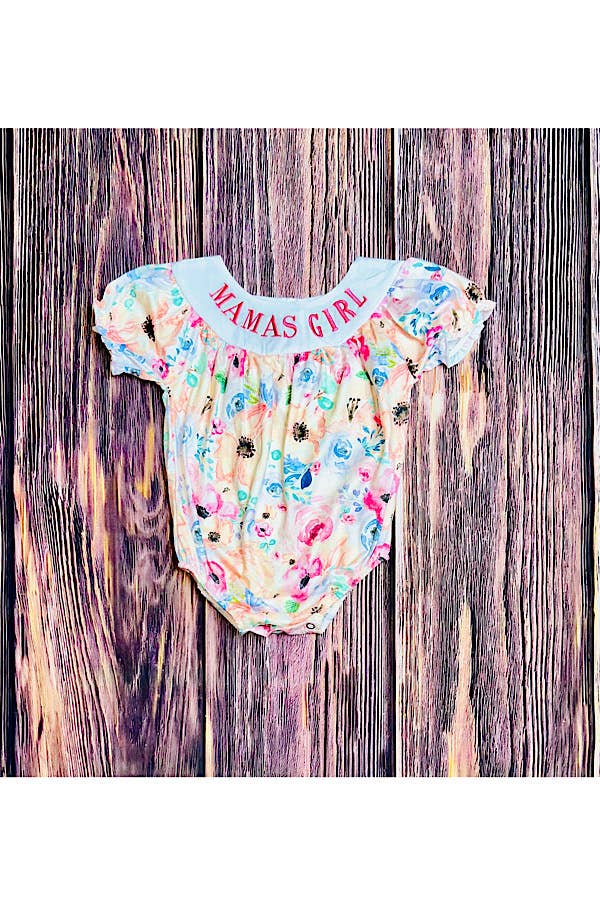 luluclothes - Embroidered "MAMA'S GIRL" multicolor baby romper DLH2418 - 3/6MONTHS