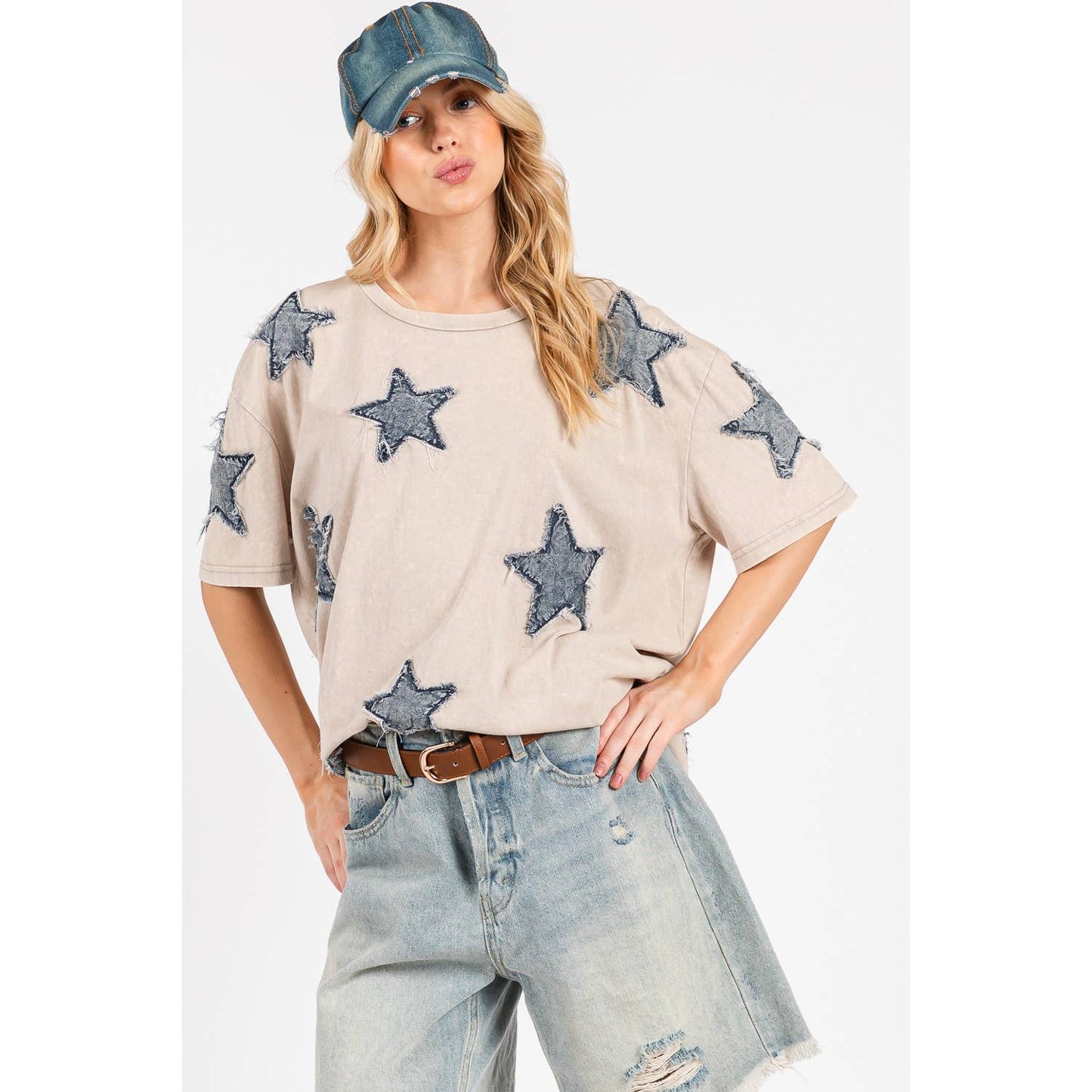 Frayed Denim Star Tee