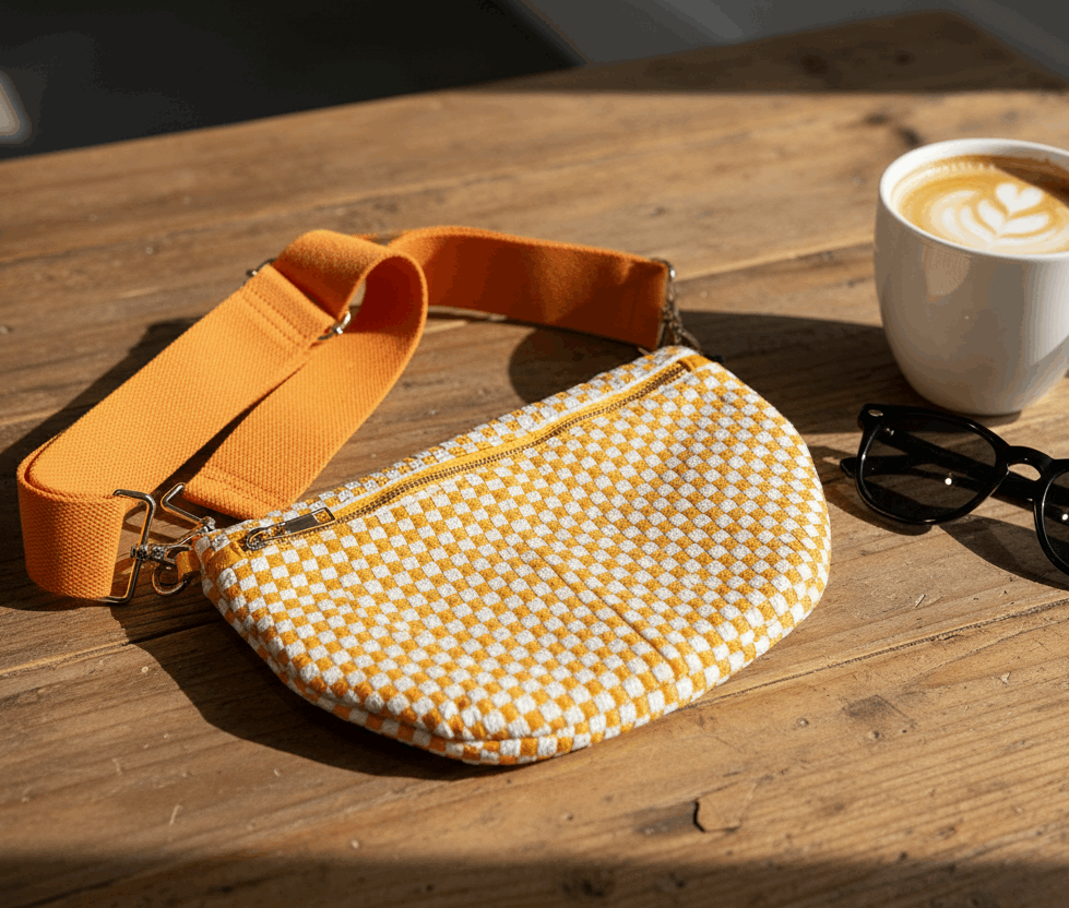 Orange Checker Crossbody