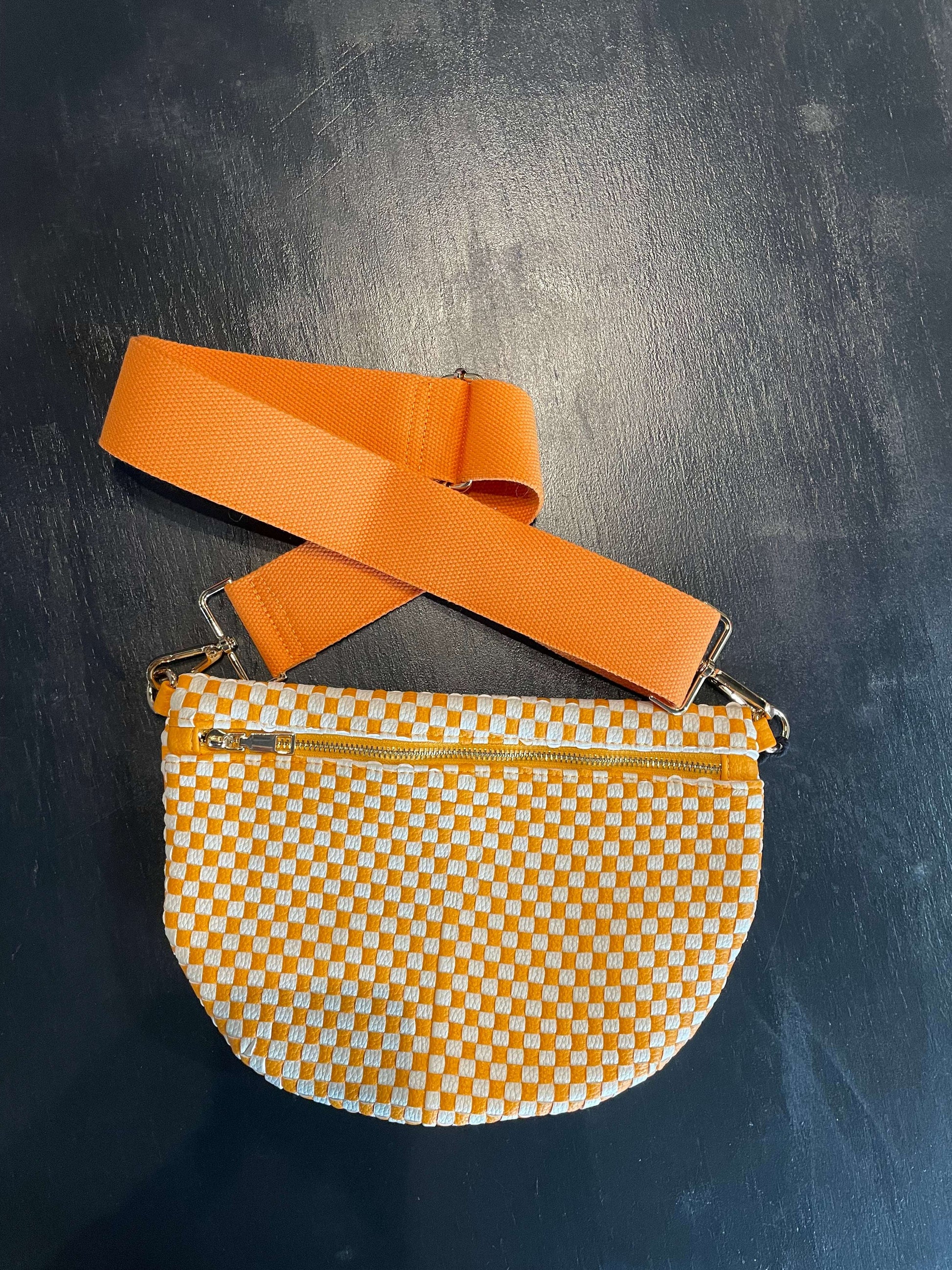 Orange Checker Crossbody