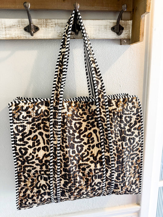 Leopard Quilted Tote