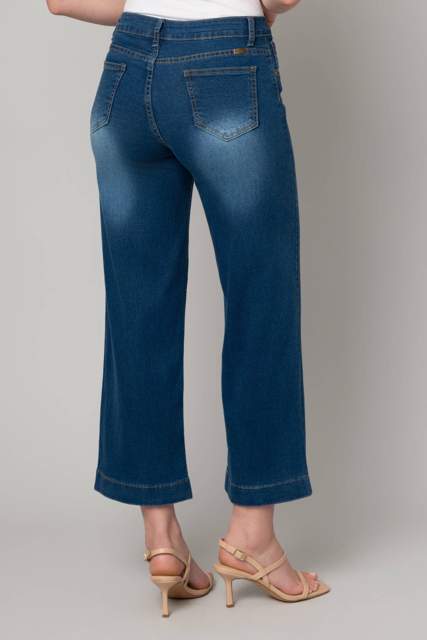 Mid Rise Stretch Wide Leg