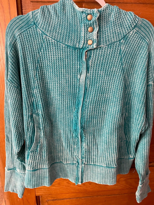 Acid Washed Jacket - Teal