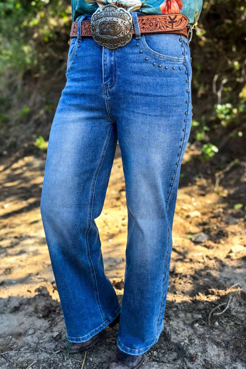 Studded Wide Leg Denim