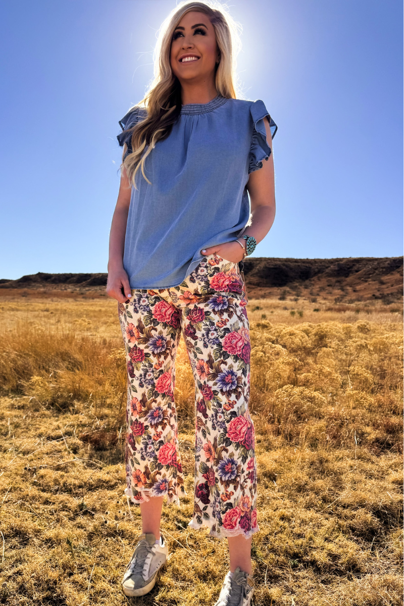 Babydoll Denim Top Light Wash