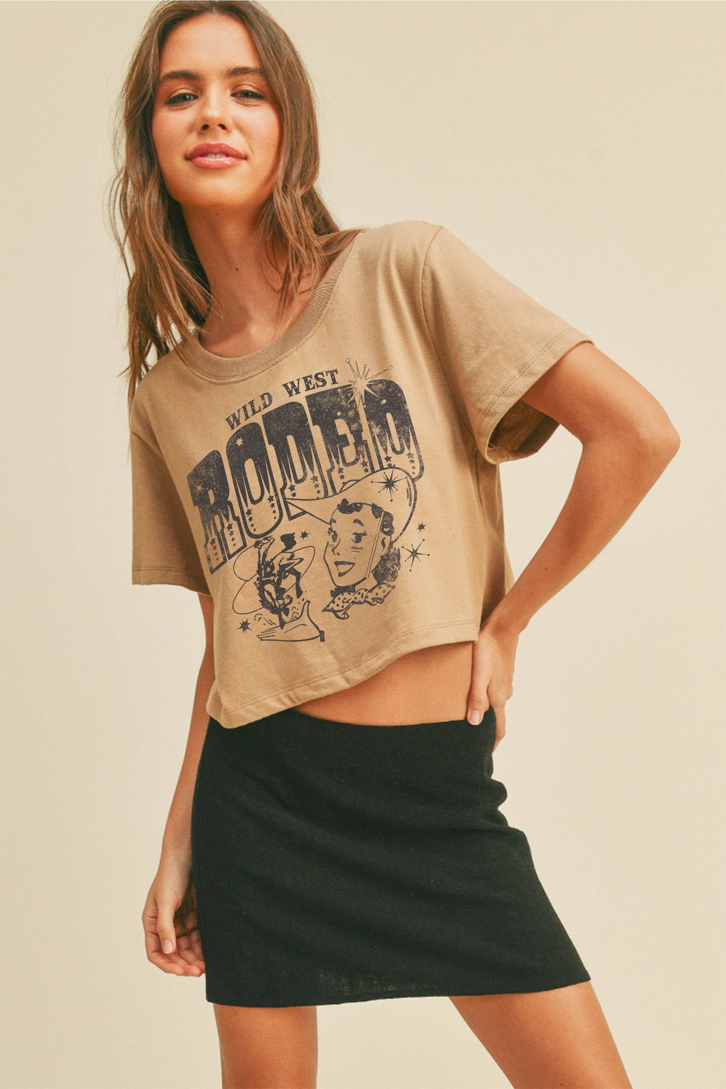 Wild West Cowgirl Crop Tee - BIRCH